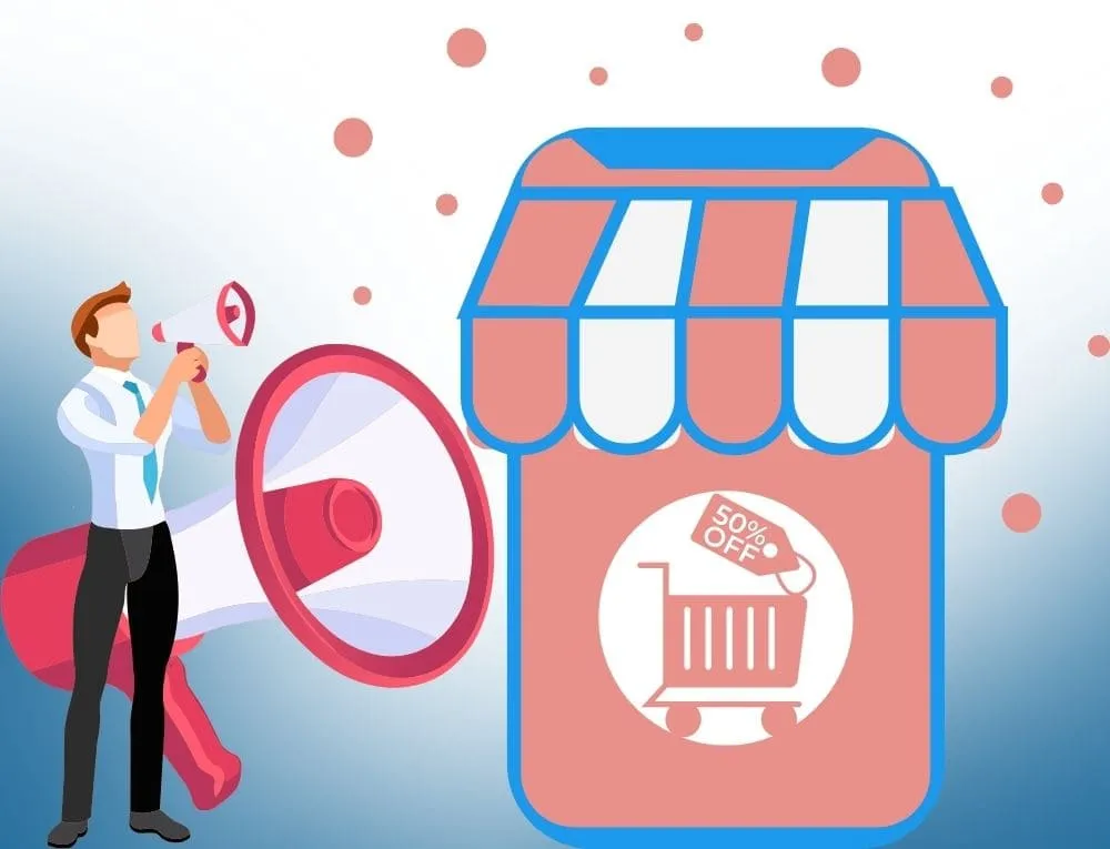 رجل يحمل ميكروفون بجوار متجر إلكتروني رجل يحمل ميكروفون بجوار متجر إلكتروني