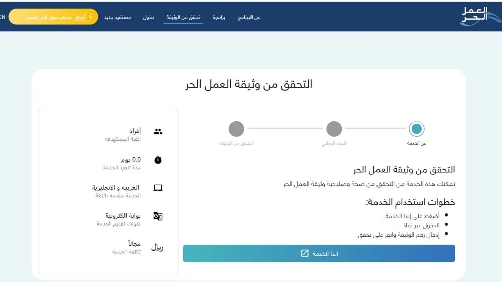 كيفية التحقق من وثيقة العمل الحر كيفية التحقق من وثيقة العمل الحر