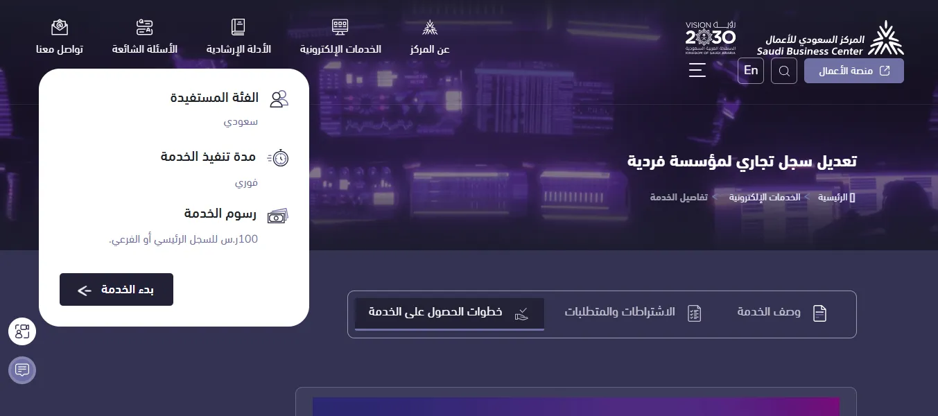 تعديل سجل تجاري لمؤسسة فردية